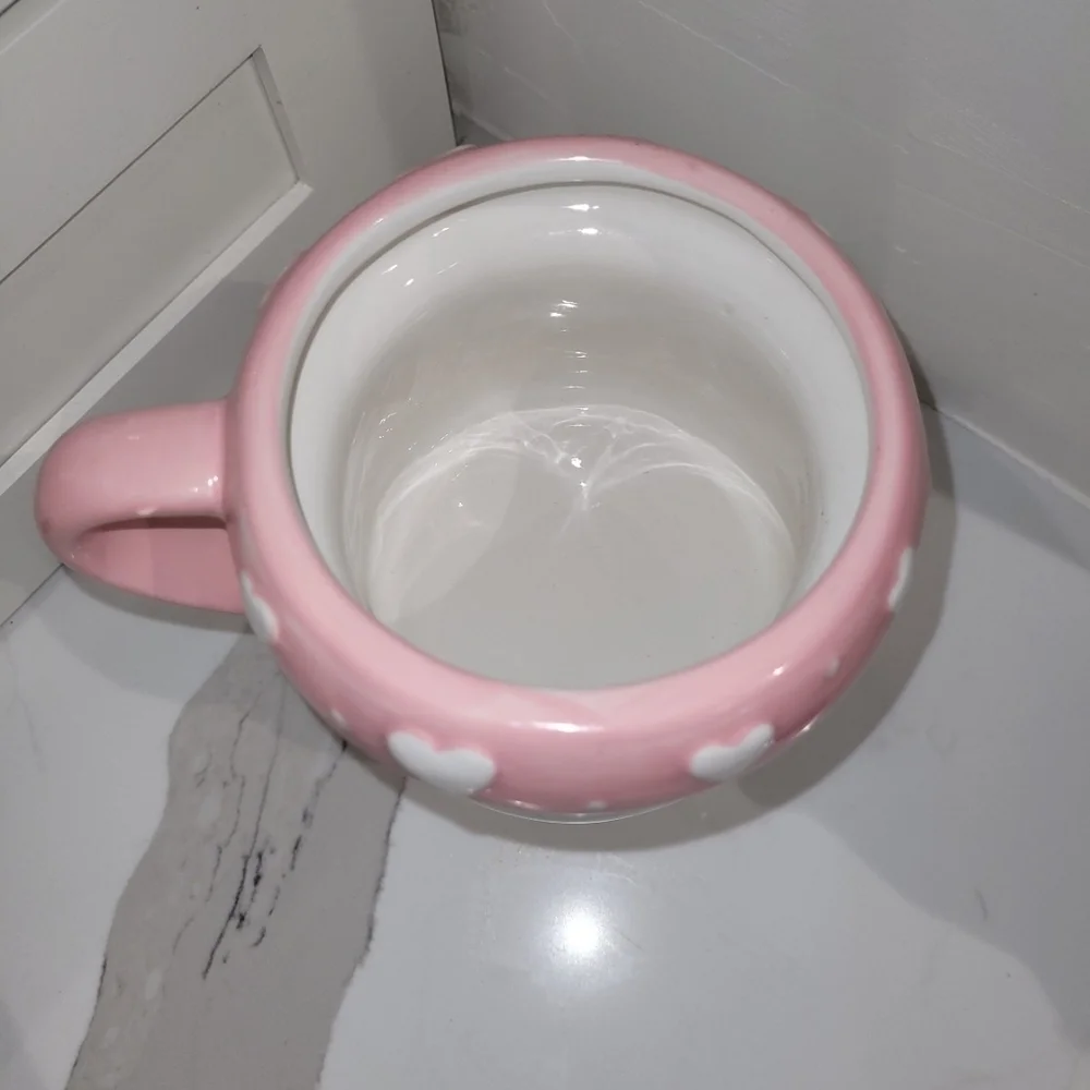 Baby Mushroom Pink & White Ceramic 20oz Coffee Mug Cottagecore Kawaii